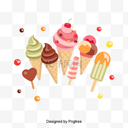 美丽凉爽美味卡通夏日饮品冰淇淋