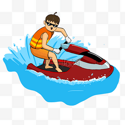 暑假休闲图片_夏日海上摩托艇运动人物插画