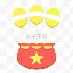 黄色的气球礼盒插画