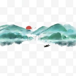 水墨画装饰画图片_山水画水墨湖光山色两相宜