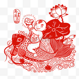 年画图片_春节年画锦鲤剪纸