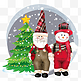 手绘圣诞老人和雪人