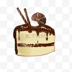 蛋糕免抠下载图片_卡通一块巧克力蛋糕免抠图