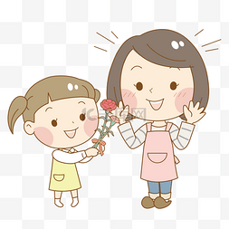 母亲节送花图片_母亲节彩色手绘卡通送花给妈妈