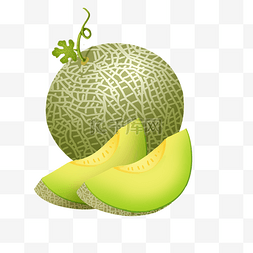 绿色暖色调图片_水果装饰图案一堆哈密瓜