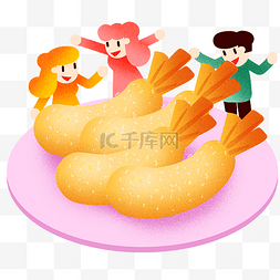 吃龙食图片_龙抬头吃炸虾插画