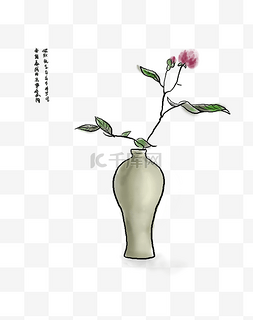 中国水墨手绘芍药