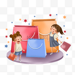 宜家纸袋图片_双十一购物节儿童和纸袋