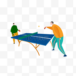广告设计图片_卡通乒乓球运动主题插画