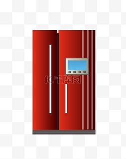 红色的冰箱图片_红色的冰箱手绘插画
