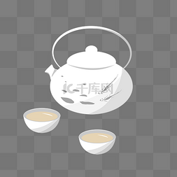 创意手绘茶壶图片_古风白色茶具
