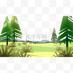 手绘森林插画图片_森林与草原主题边框