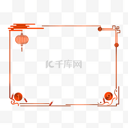 新年灯笼线框插画