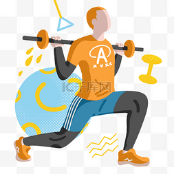 运动健身房图片_健身运动的男孩插画