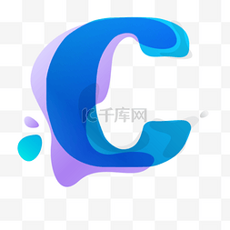 矢量蓝色渐变叠印英文字母C