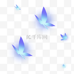 蓝色梦幻蝴蝶图片_发光的蓝色蝴蝶卡通png素材
