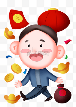 金色手绘灯笼图片_红灯笼开工大吉插画