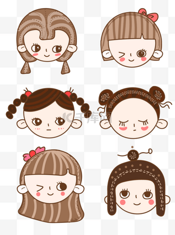 卡通可爱手绘女生人物头像矢量元素