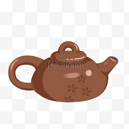 俯拍茶壶茶杯图片_陶瓷茶壶插画