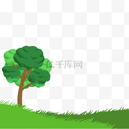 绿树林图片_草原草坪树木插画