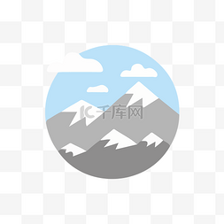 山顶雪山风景矢量免扣