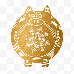 镶金剪纸猪图片_2019新年手绘卡通剪纸猪