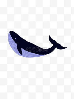 一只蓝色的卡通游泳的鲸鱼元素