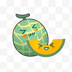 绿色小物件图片_水果装饰图案双个哈密瓜