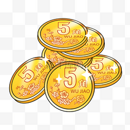手绘金币硬币钱币插画