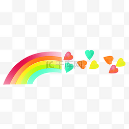 彩虹和桃心分割线插画