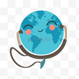 蓝色星球科技图片_世界卫生日地球听筒蓝色星球图案