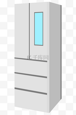 卡通冰箱家电图片_白色的家电冰箱插画