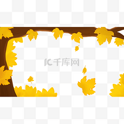 卡通手绘枫树树叶飘落装饰边框