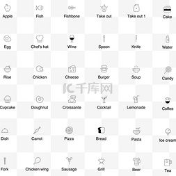 图标素材线型图片_食品食物美食线型图标