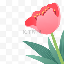 扁平化插画树叶图片_彩色植物花朵元素