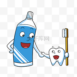 卡通手绘牙膏和牙齿