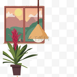 植物盆景窗户