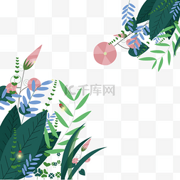 卡通植物装饰图案图片_植物边框花卉绿植