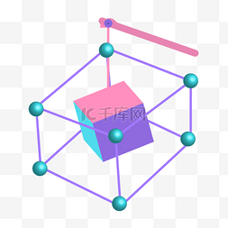 粉色元宵灯笼图片_方体紫色立体