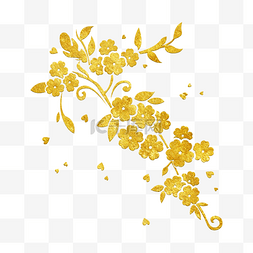 中国风传统烫金鲜花花纹装饰图之
