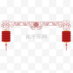 中国风镂空窗格红色纸灯笼