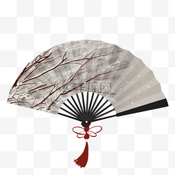 折扇图片_手绘中国风水墨风腊梅折扇