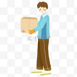 卡通箱子图片_搬家公司搬箱子的工作人员免抠PNG