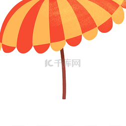 红色的卡通太阳伞免抠图