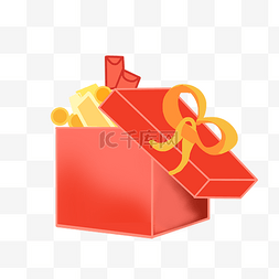 双十红包一图片_新年红色的礼盒手绘插画