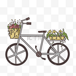 卡通自行车载着花朵