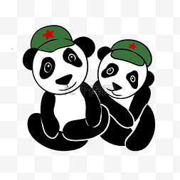 手绘矢量免抠可爱卡通国庆节熊猫