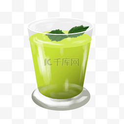 创意饮料杯图片_一杯手绘的绿色鸡尾酒