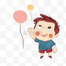 可爱小孩插画图片_玩气球的可爱小孩插画