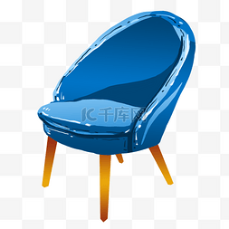 家具图片_手绘蓝色靠背椅